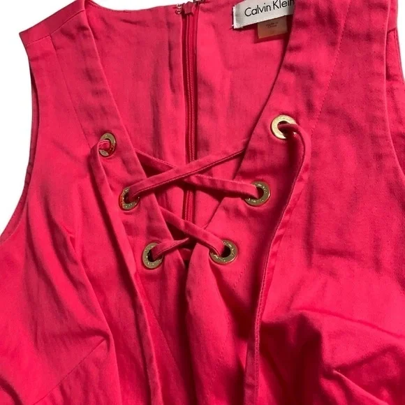 Calvin Klein CK Pink Midi Sleeveless Dress Size 0 P - Picture 6 of 10